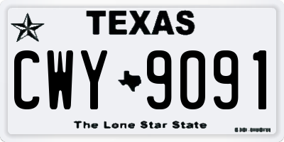 TX license plate CWY9091