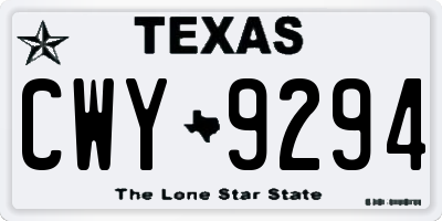 TX license plate CWY9294