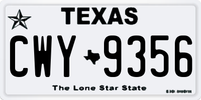 TX license plate CWY9356