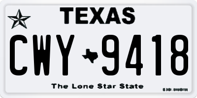 TX license plate CWY9418