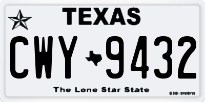 TX license plate CWY9432