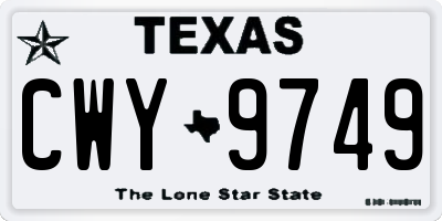 TX license plate CWY9749