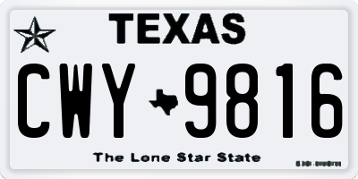 TX license plate CWY9816