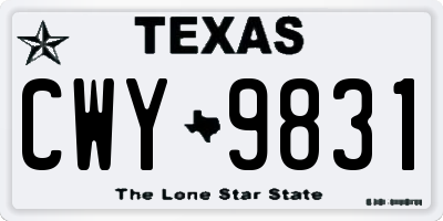 TX license plate CWY9831