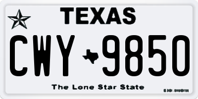 TX license plate CWY9850