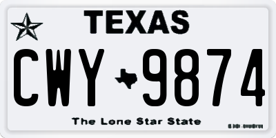 TX license plate CWY9874