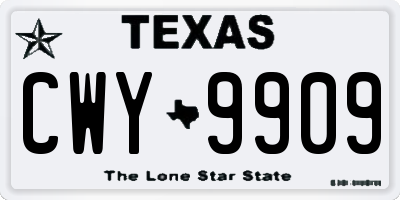 TX license plate CWY9909