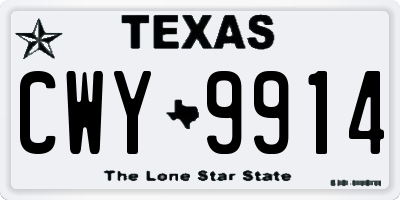 TX license plate CWY9914