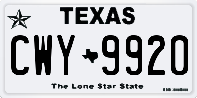 TX license plate CWY9920