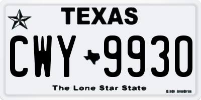 TX license plate CWY9930