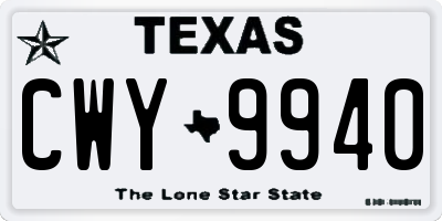 TX license plate CWY9940