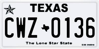 TX license plate CWZ0136