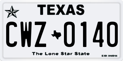 TX license plate CWZ0140