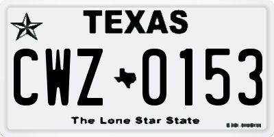 TX license plate CWZ0153