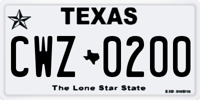 TX license plate CWZ0200