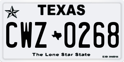 TX license plate CWZ0268