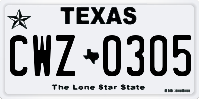 TX license plate CWZ0305