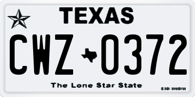 TX license plate CWZ0372