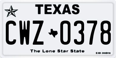 TX license plate CWZ0378