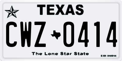 TX license plate CWZ0414