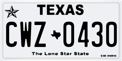 TX license plate CWZ0430
