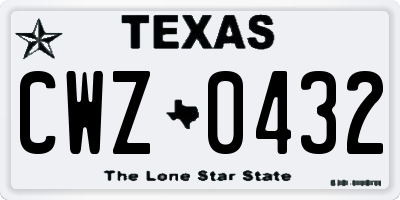 TX license plate CWZ0432