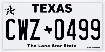 TX license plate CWZ0499
