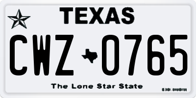 TX license plate CWZ0765