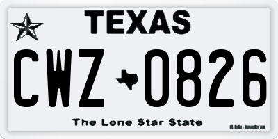 TX license plate CWZ0826