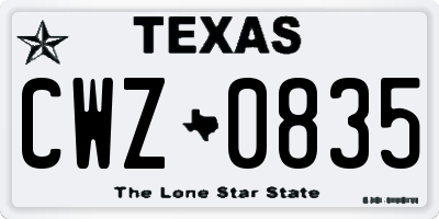 TX license plate CWZ0835