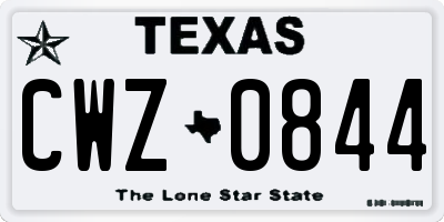 TX license plate CWZ0844