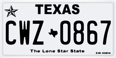 TX license plate CWZ0867