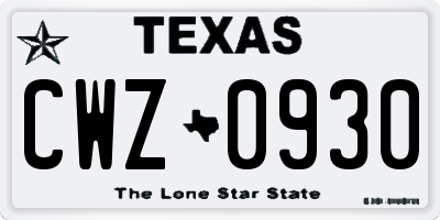 TX license plate CWZ0930