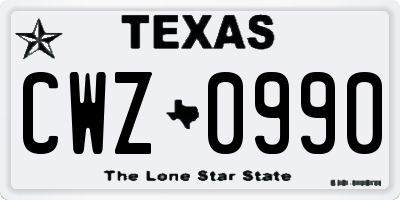 TX license plate CWZ0990