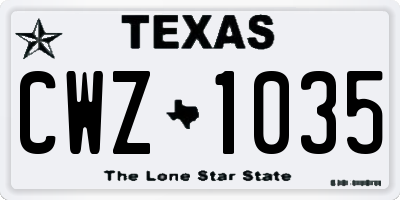 TX license plate CWZ1035