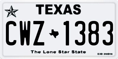 TX license plate CWZ1383