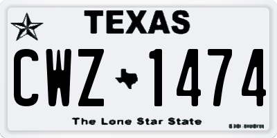 TX license plate CWZ1474