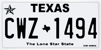 TX license plate CWZ1494