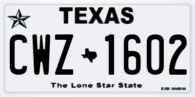 TX license plate CWZ1602
