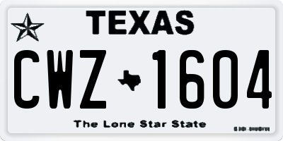 TX license plate CWZ1604