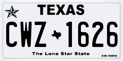TX license plate CWZ1626