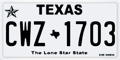 TX license plate CWZ1703