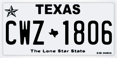 TX license plate CWZ1806