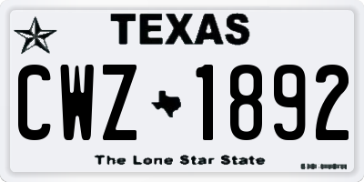 TX license plate CWZ1892
