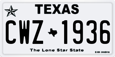 TX license plate CWZ1936