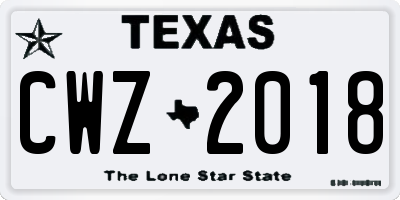 TX license plate CWZ2018