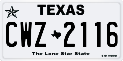 TX license plate CWZ2116