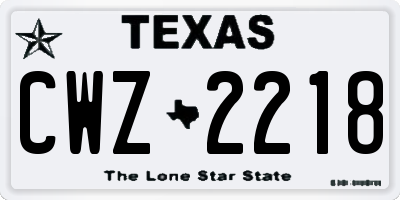 TX license plate CWZ2218