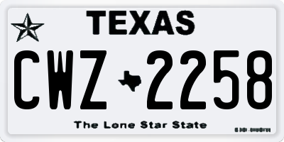 TX license plate CWZ2258