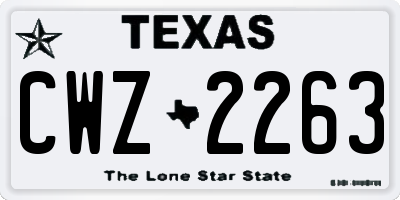 TX license plate CWZ2263